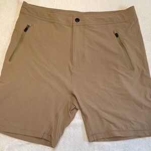Mack Wheldon dark khaki 4-Way Stretch performance hybrid shorts Sz L
